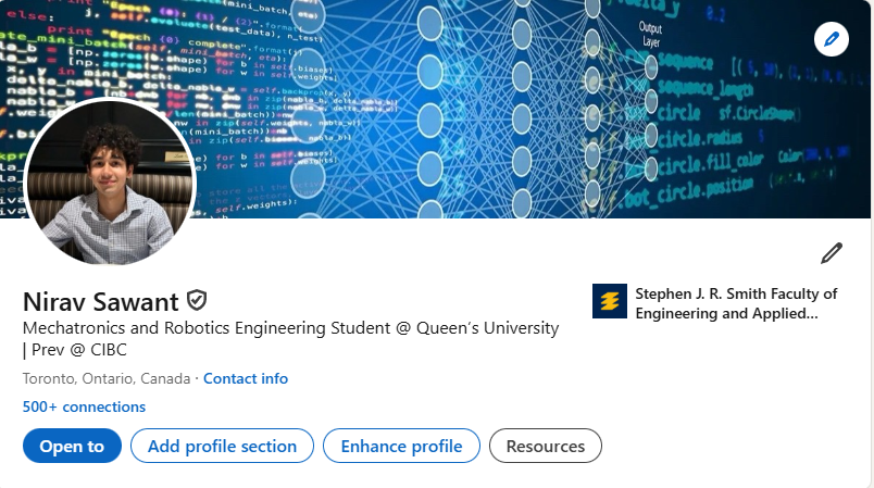 LinkedIn profile preview for Nirav Sawant